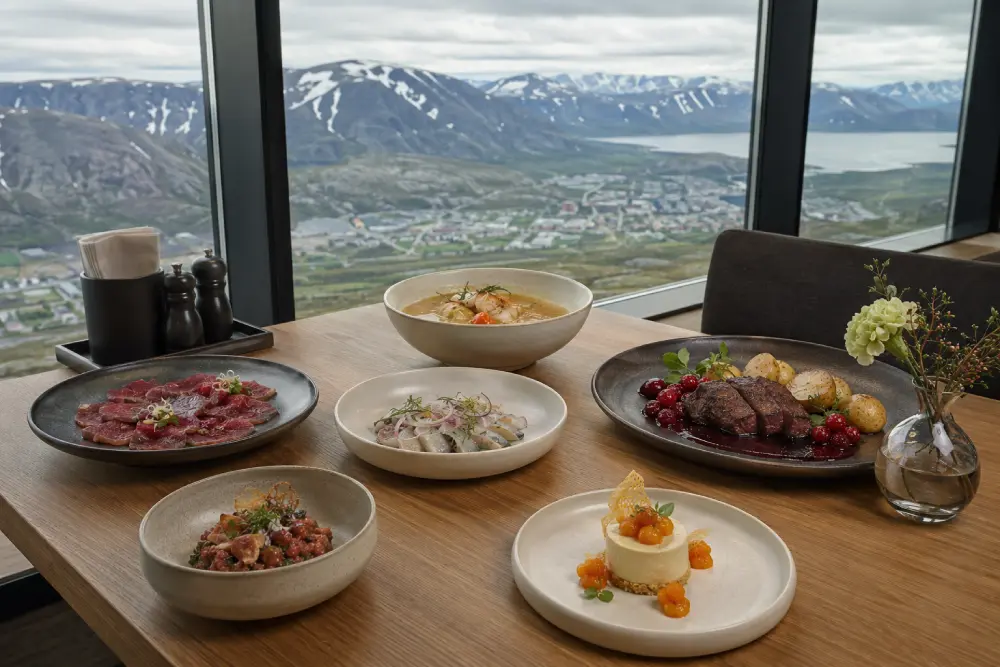 Блюда арктической кухни из рыбы, оленины и ягод