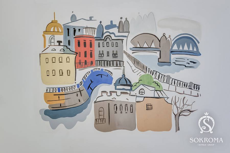 фото зарисовки Санкт-Петербурга на стене